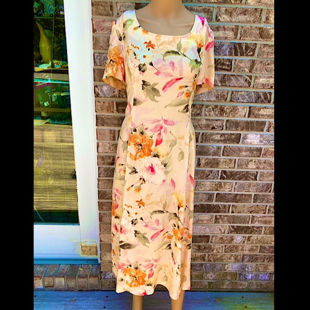 90s Y2K 100% Silk Cottagecore Yellow Floral Spring Dress